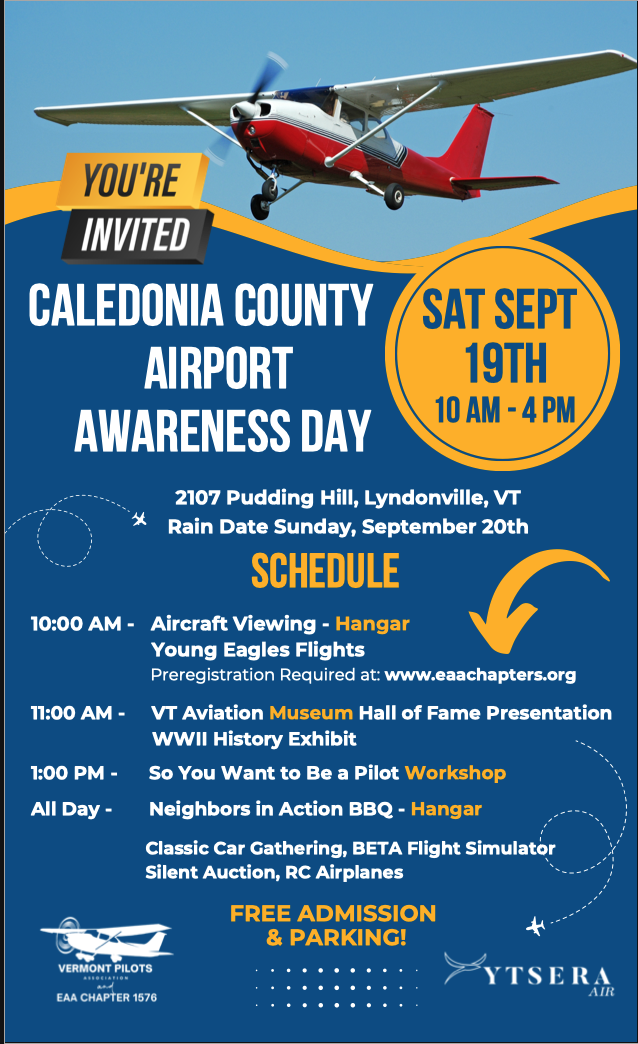 You’re invited to Caledonia County Airport Awareness Day!
